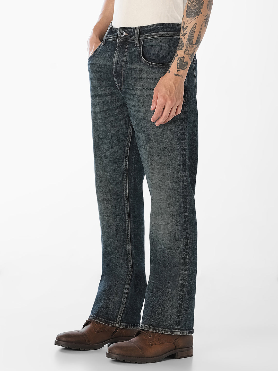 Blue Faded Cliff Bootcut Jeans