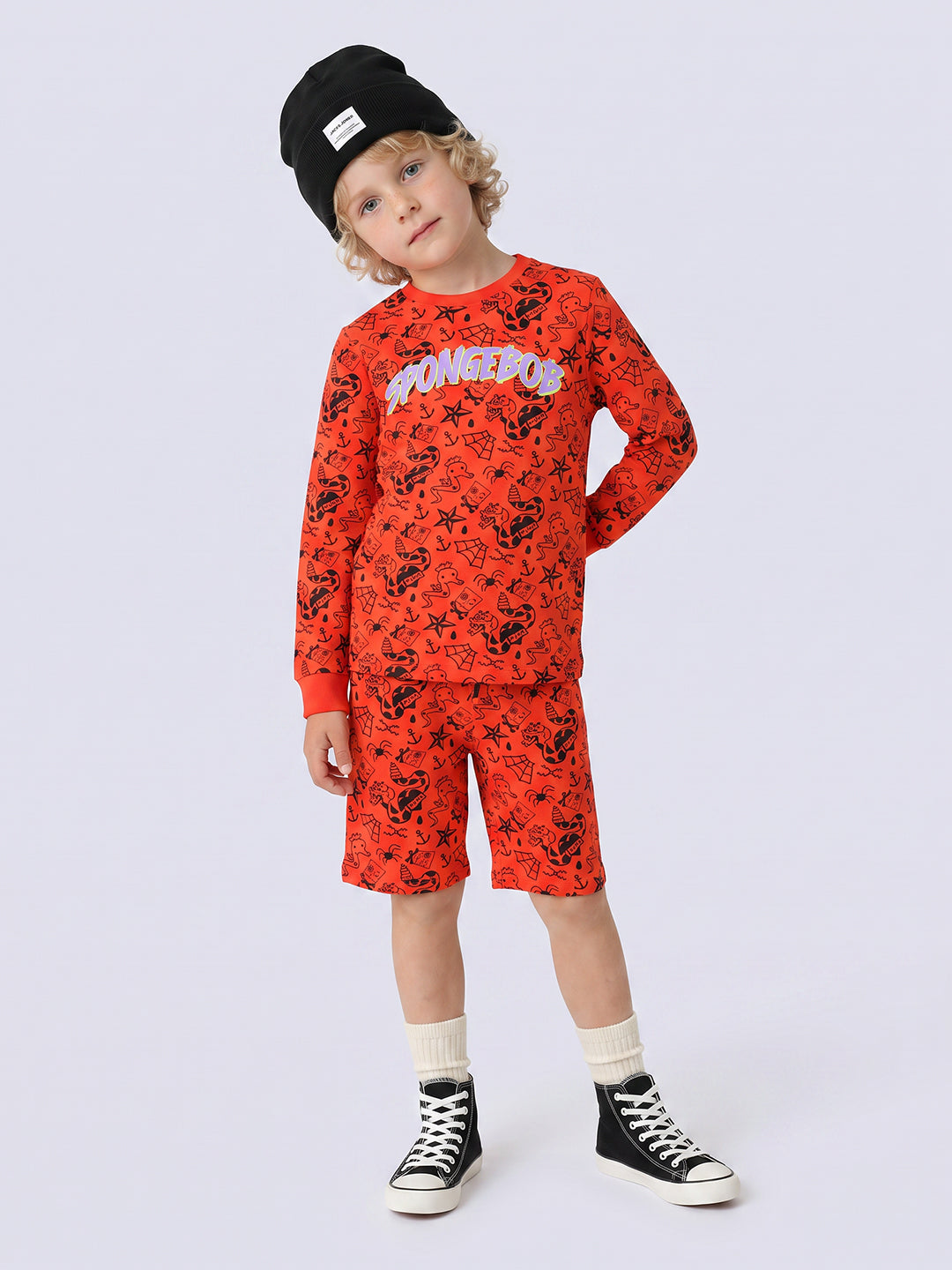 Boys Red Doodle Print Shorts