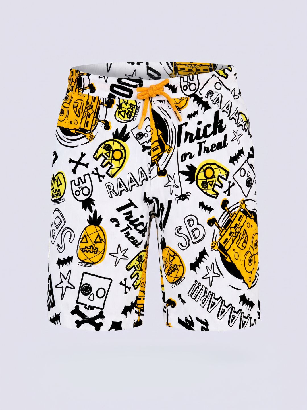 Boys White SpongeBob Printed Shorts