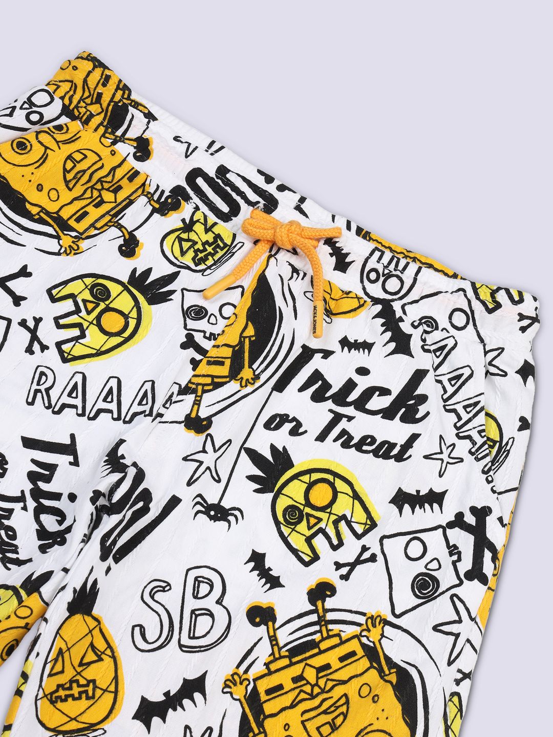 Boys White SpongeBob Printed Shorts