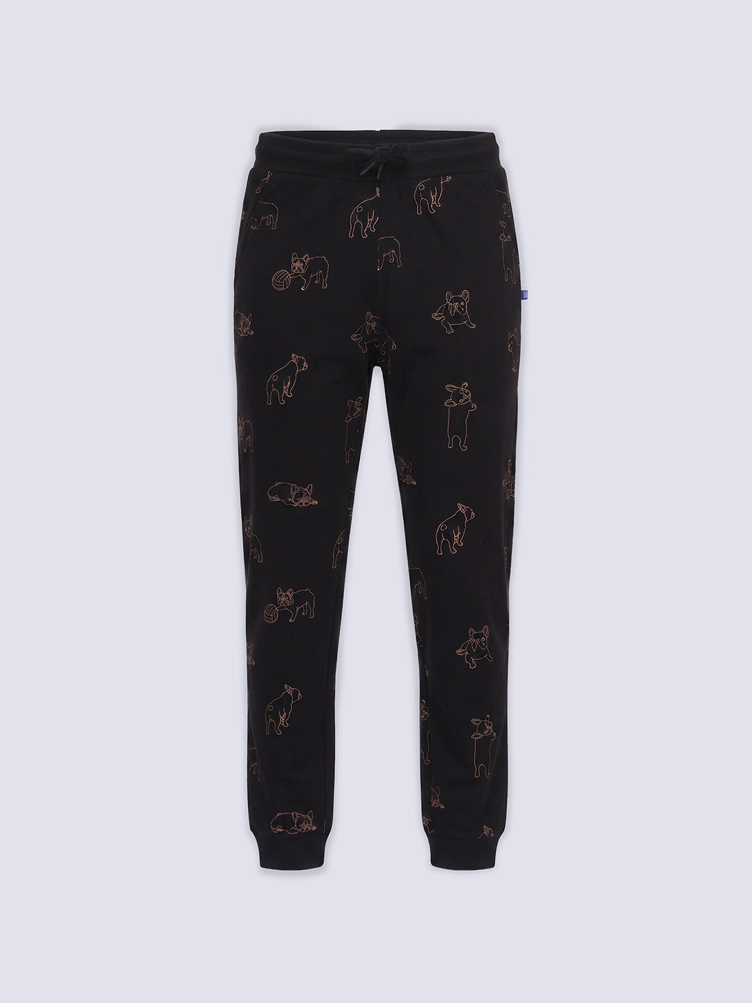 Boys Black Printed Sweatpants