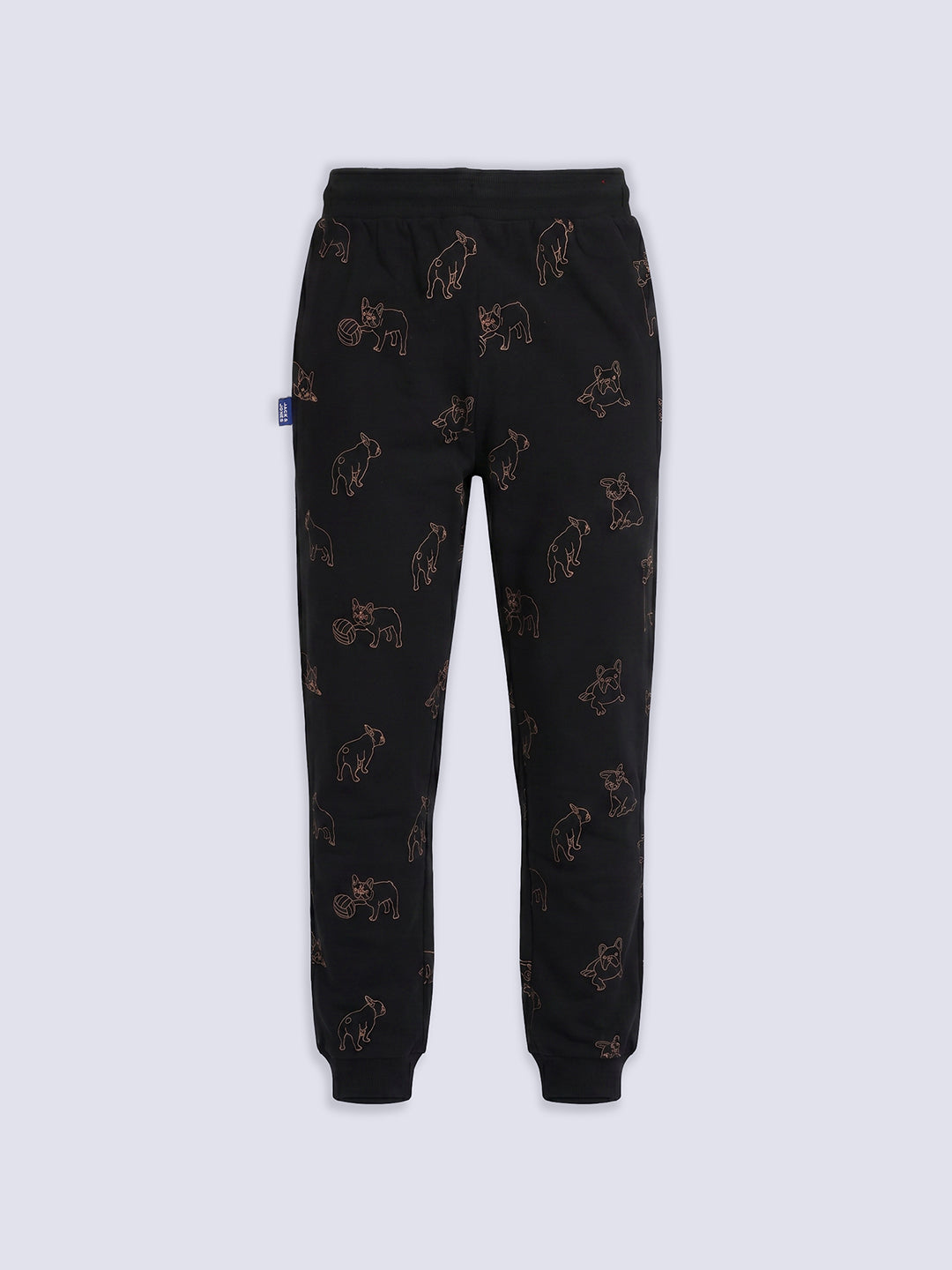 Boys Black Printed Sweatpants