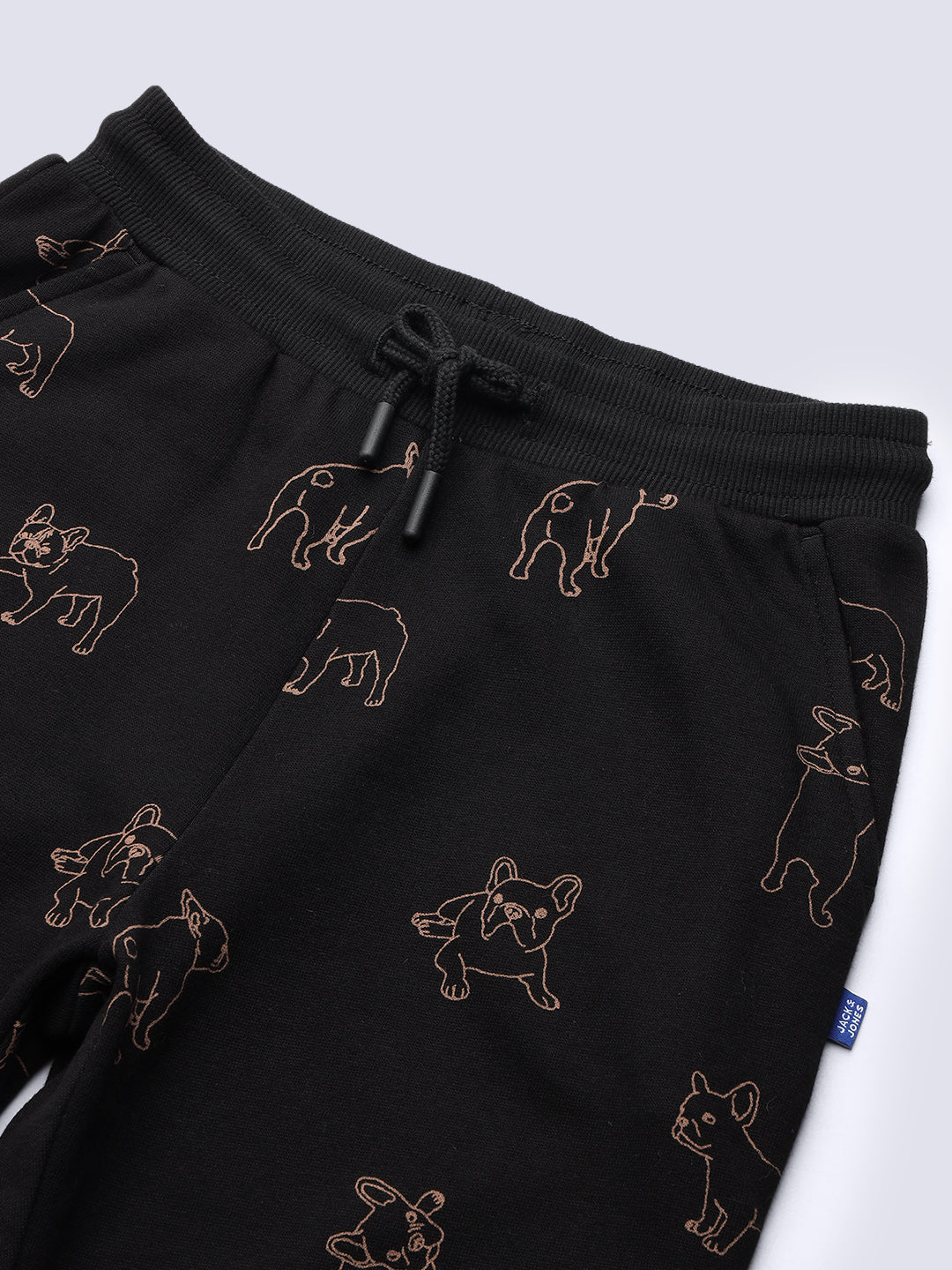 Boys Black Printed Sweatpants