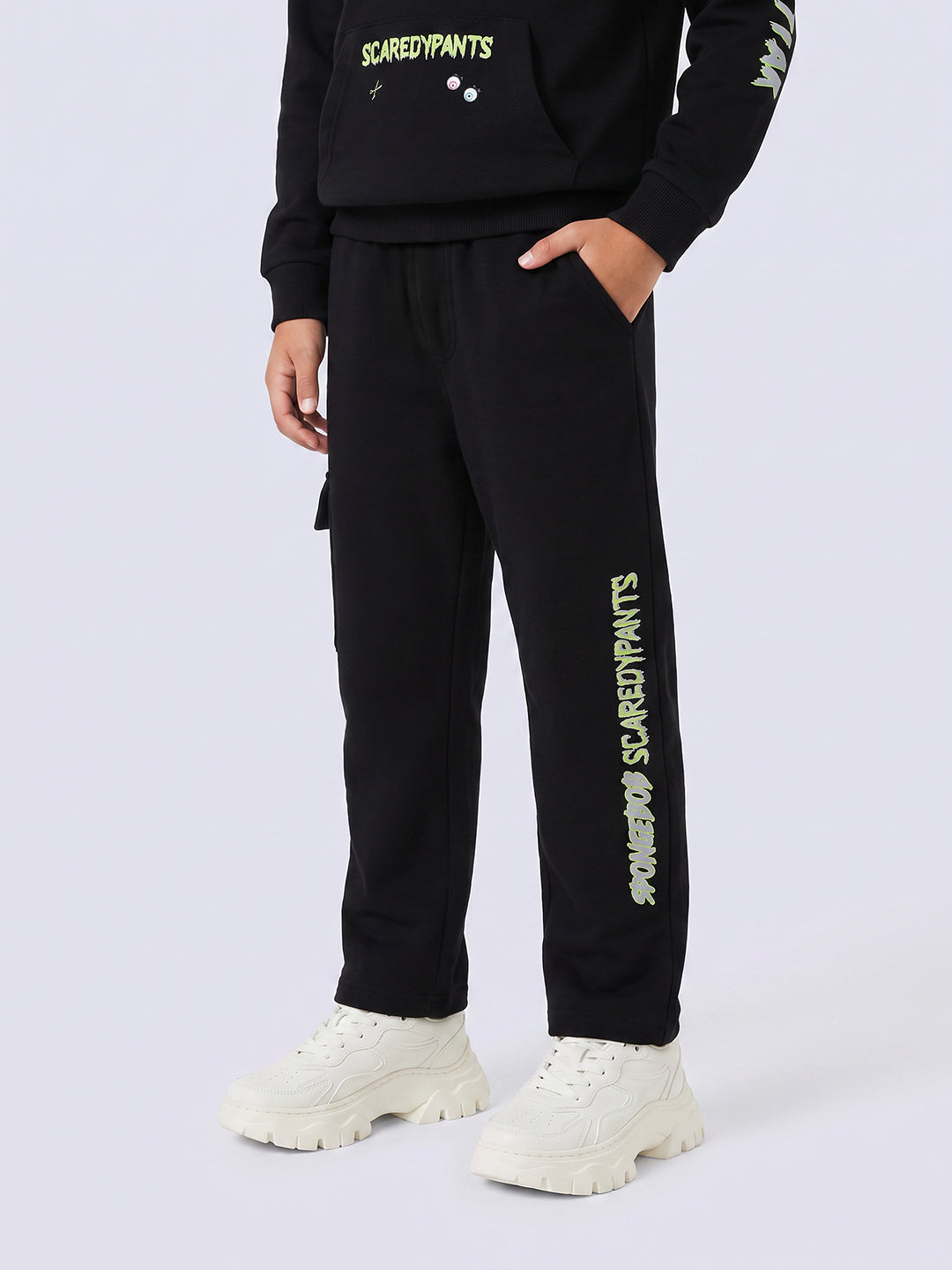 Boys Black Printed Sweatpants - 2/3Y