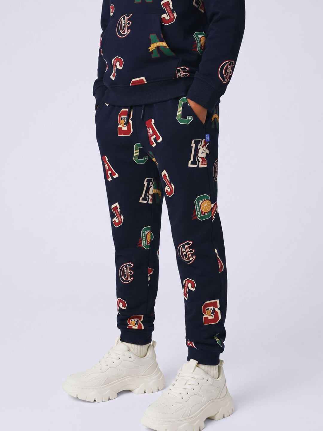 Boys Blue Printed Varsity Joggers - 2/3Y