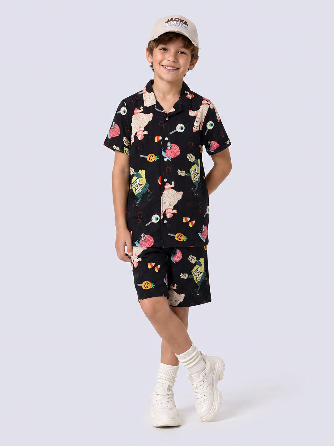 Boys Black SpongeBob Print Shirt