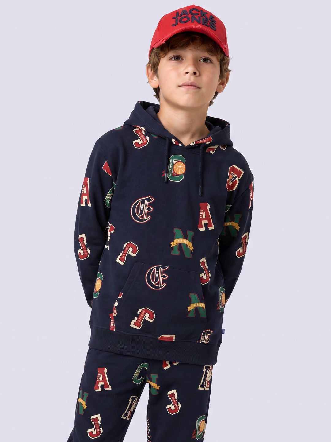 Boys Blue Varsity Print Hoodie - 3/4Y