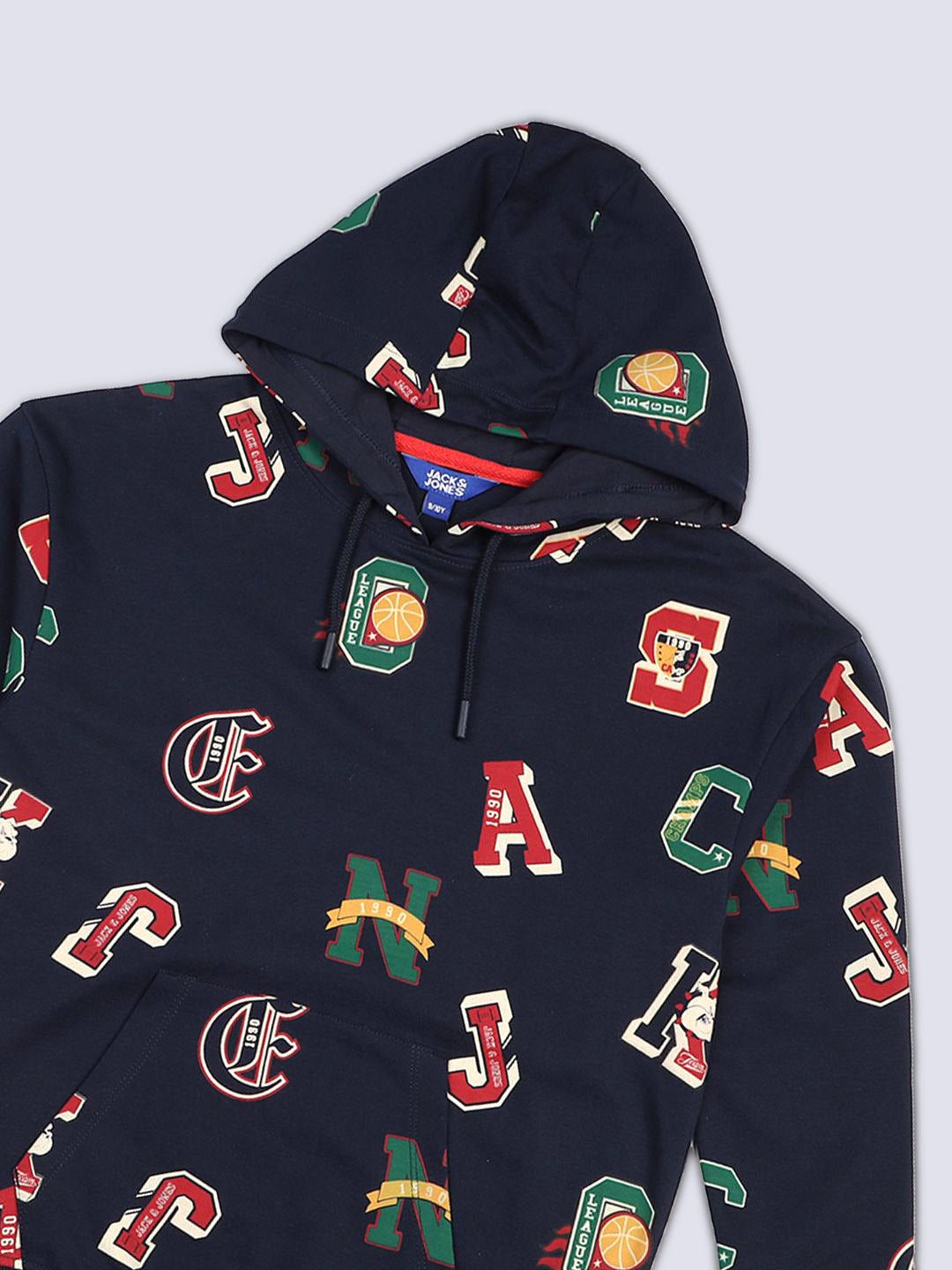 Boys Blue Varsity Print Hoodie