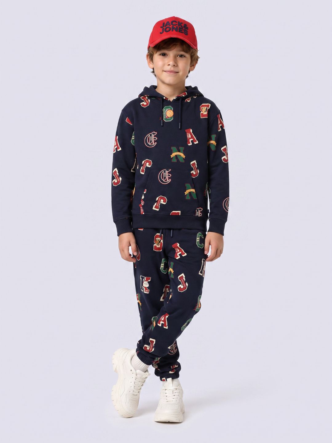 Boys Blue Varsity Print Hoodie
