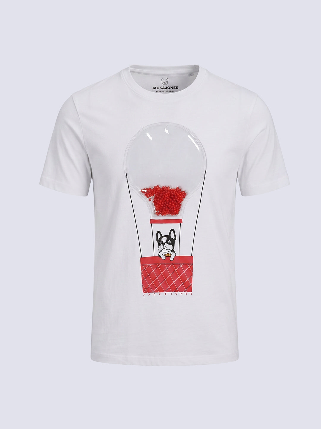Boys White Printed Cotton T-shirt