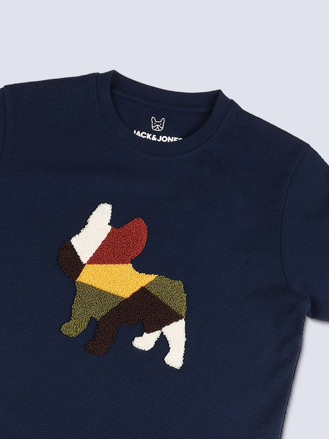 Boys Navy Blue Dog Print T-shirt