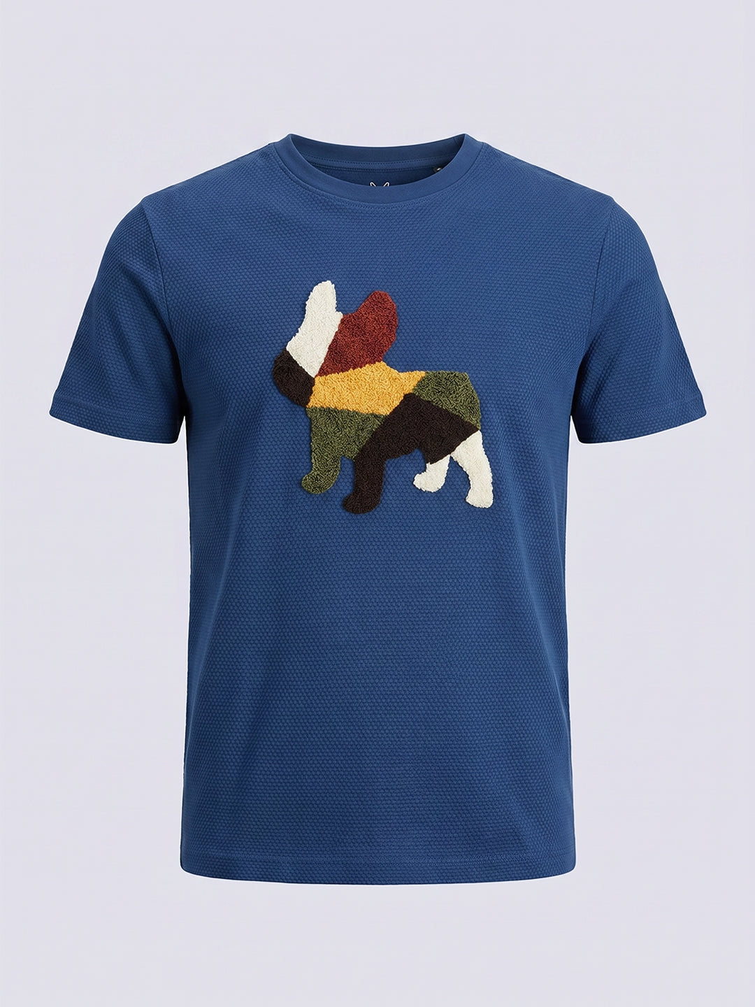 Boys Dark Blue Dog Print T-shirt