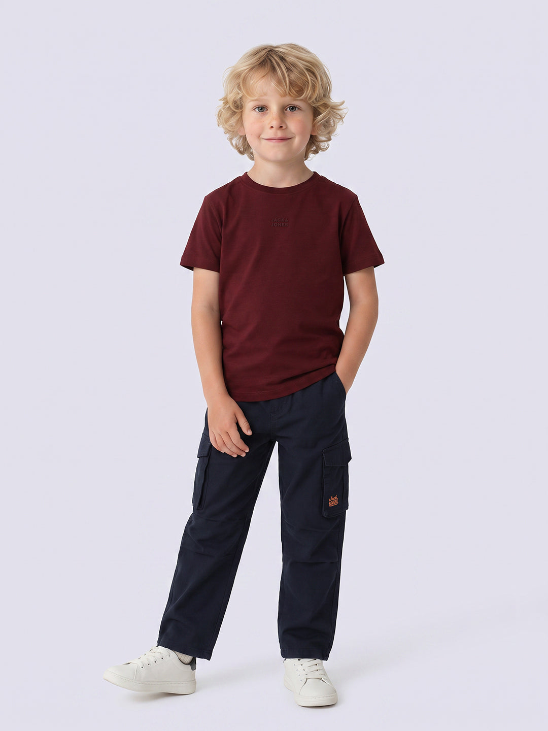 Boys Maroon Crew Neck T-shirt