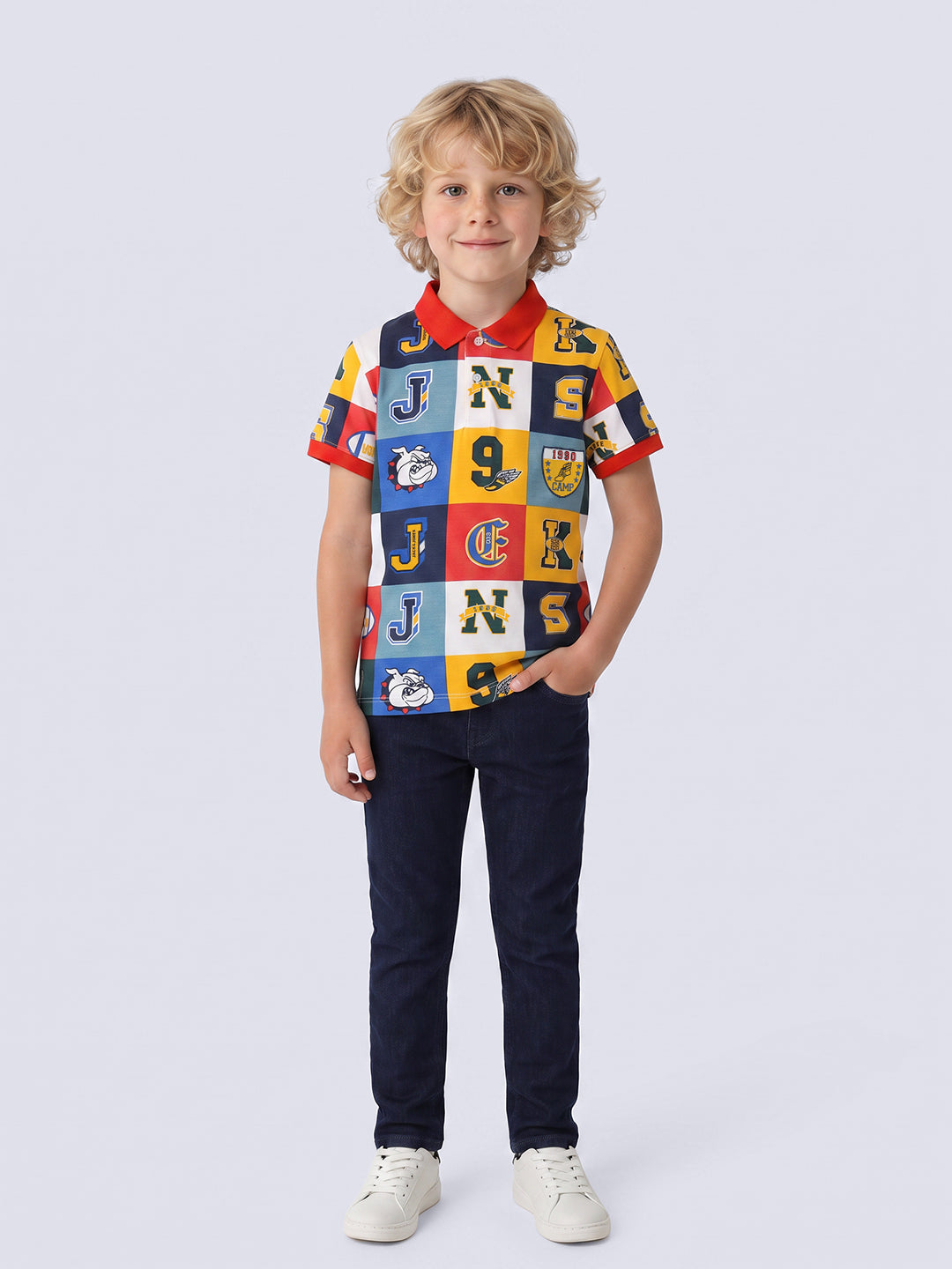 Boys Multi-Colour Printed Polo