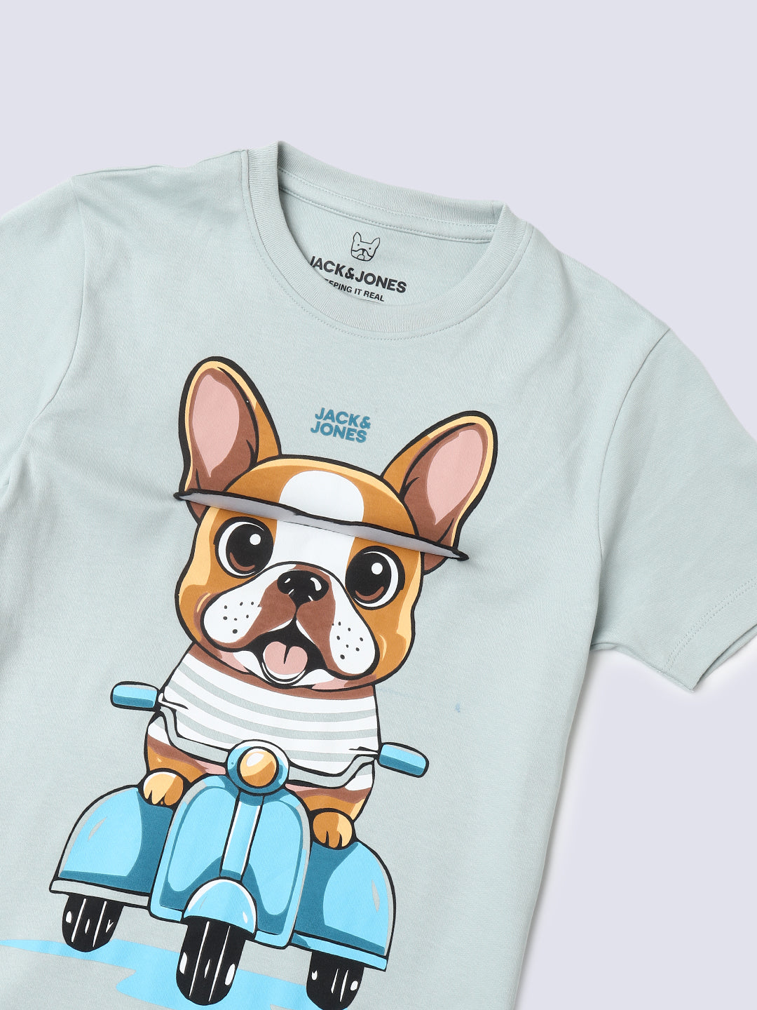 Boys Blue Printed Cotton T-shirt