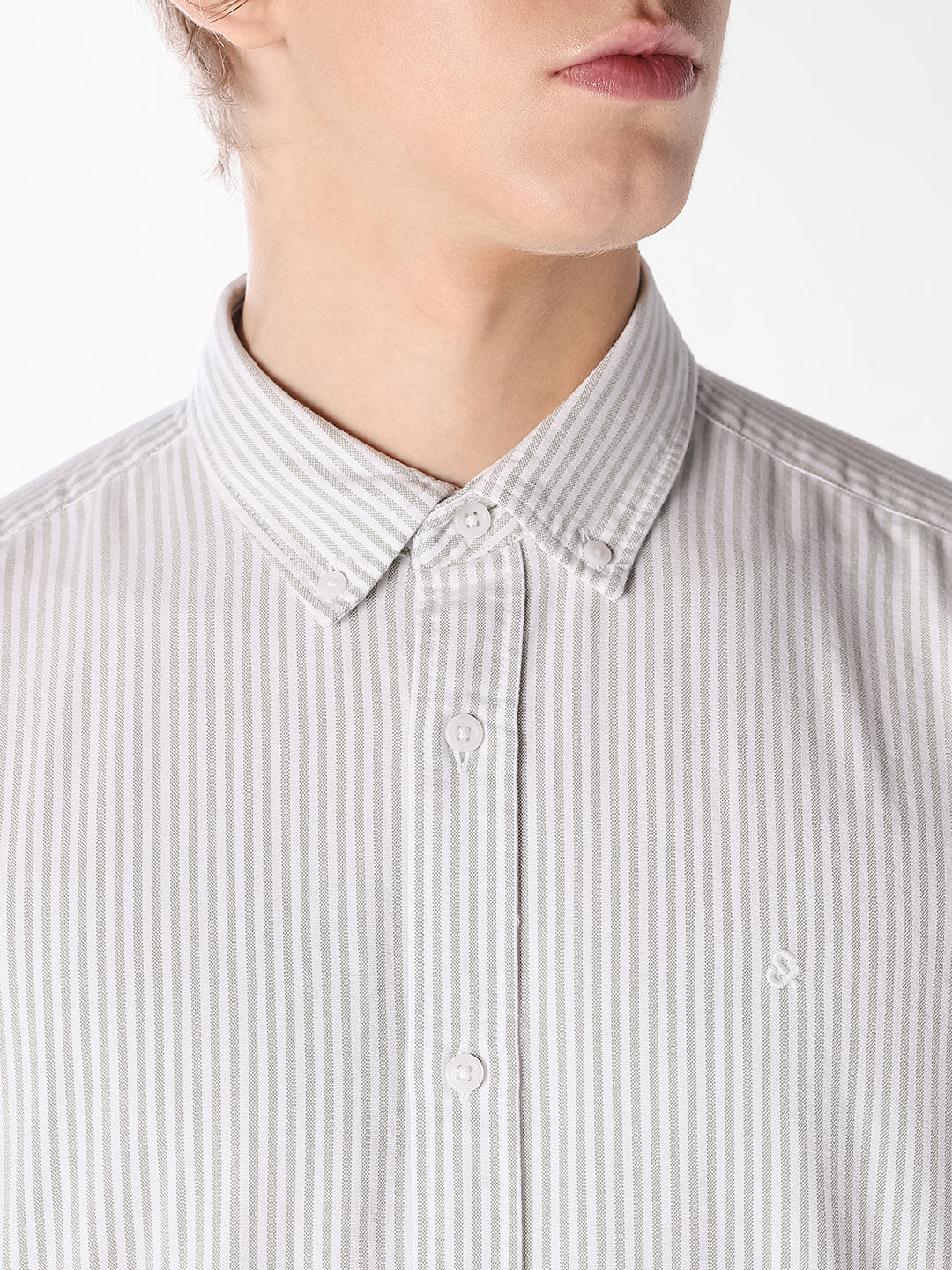 Striped Button Down Collar Shirt