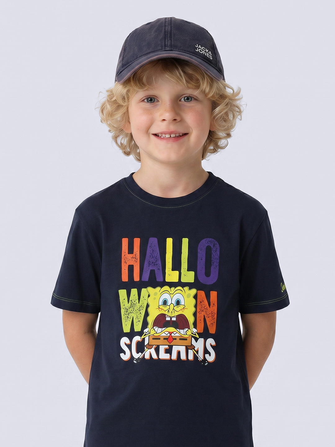 Boys Navy SpongeBob Printed T-shirt
