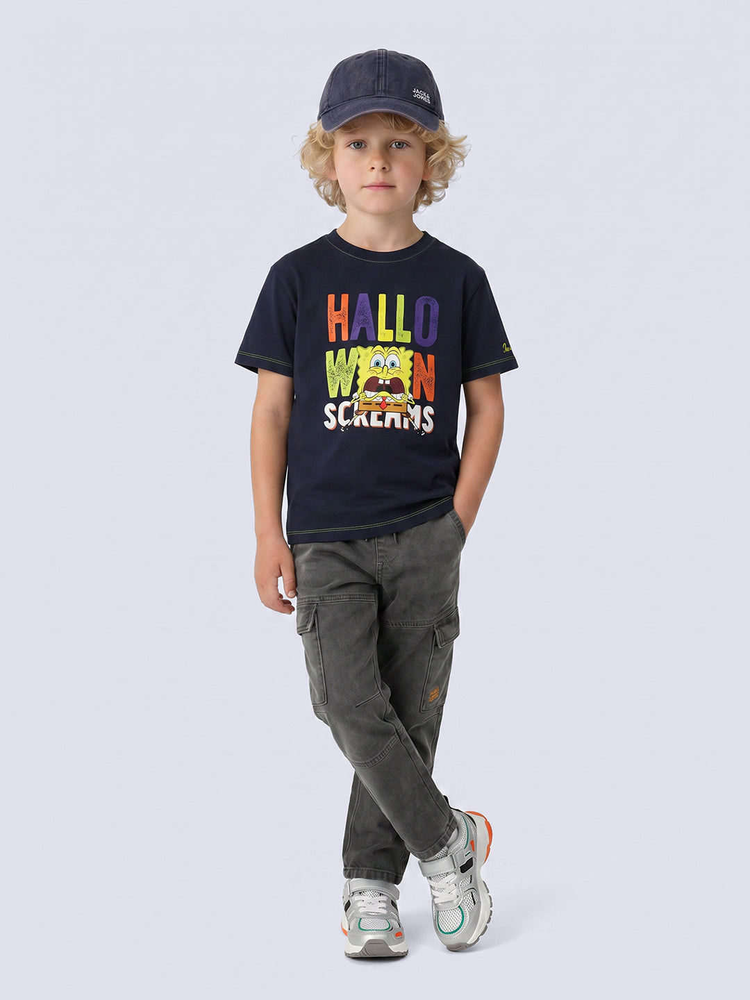 Boys Navy SpongeBob Printed T-shirt