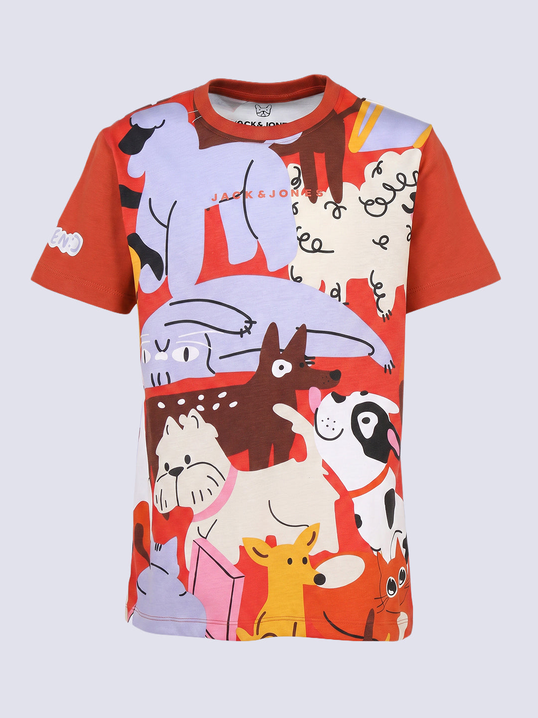 Boys Red Printed Cotton T-shirt