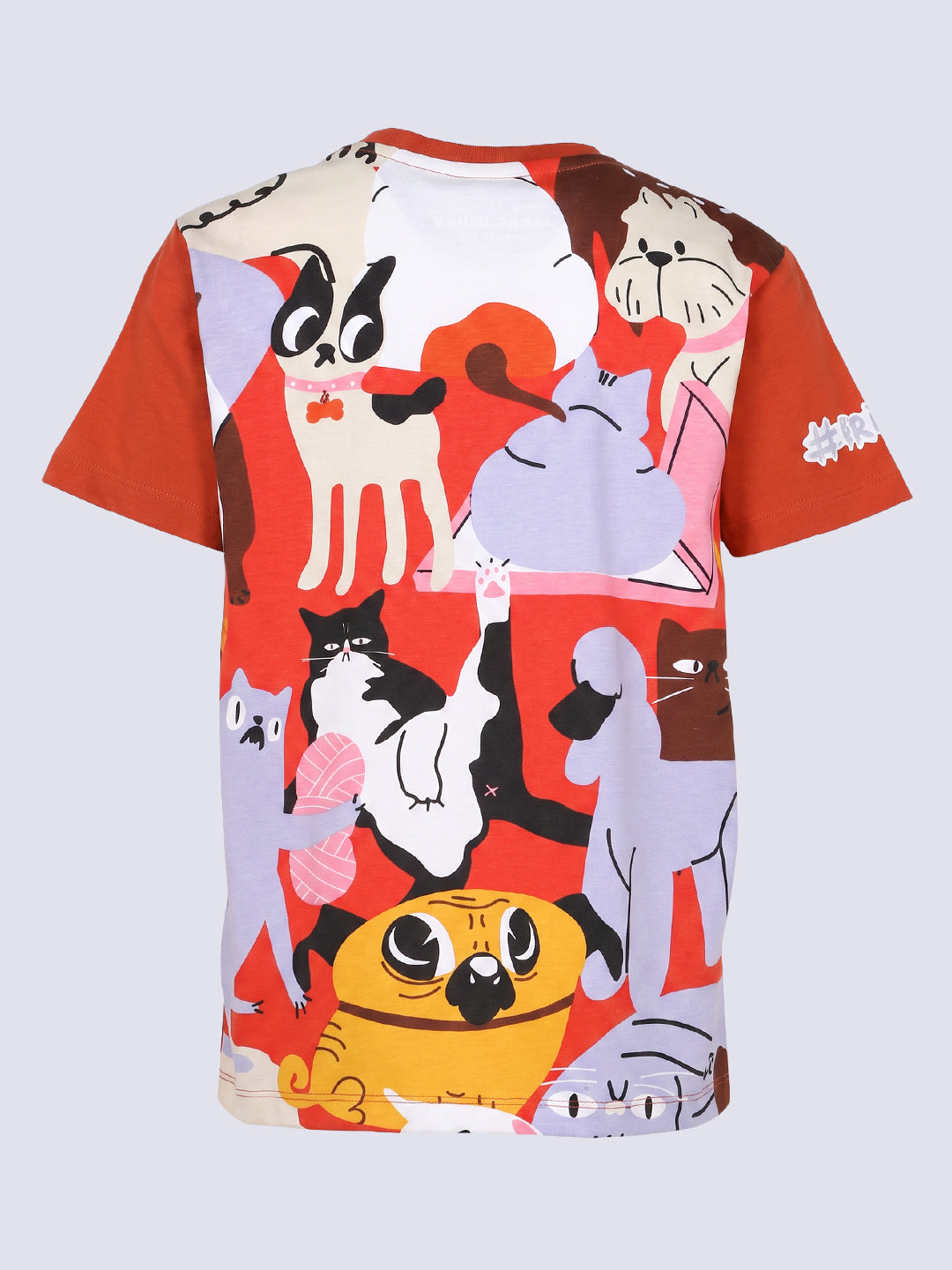 Boys Red Printed Cotton T-shirt