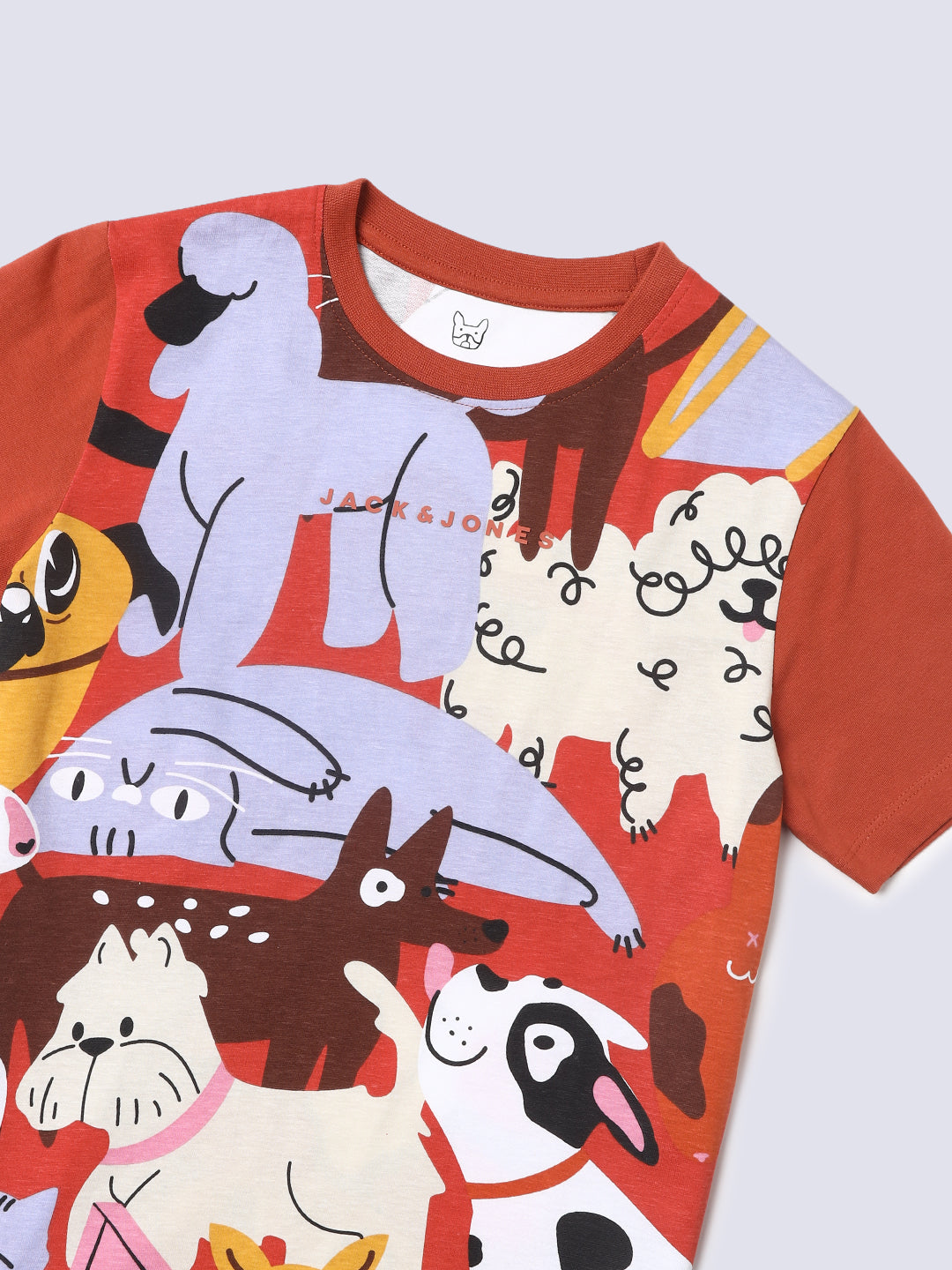 Boys Red Printed Cotton T-shirt