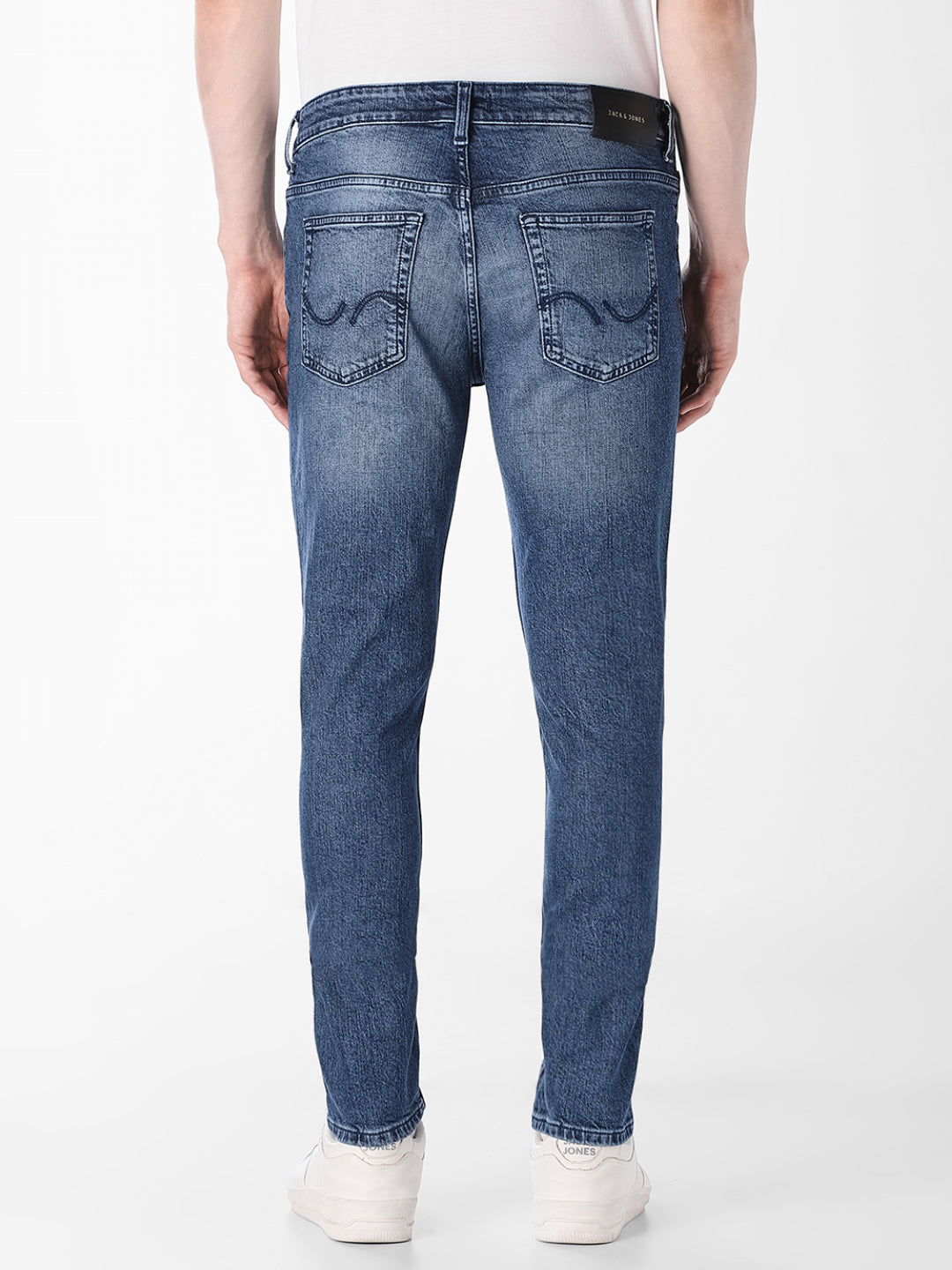 Blue Cotton Blend Slim Fit Jeans