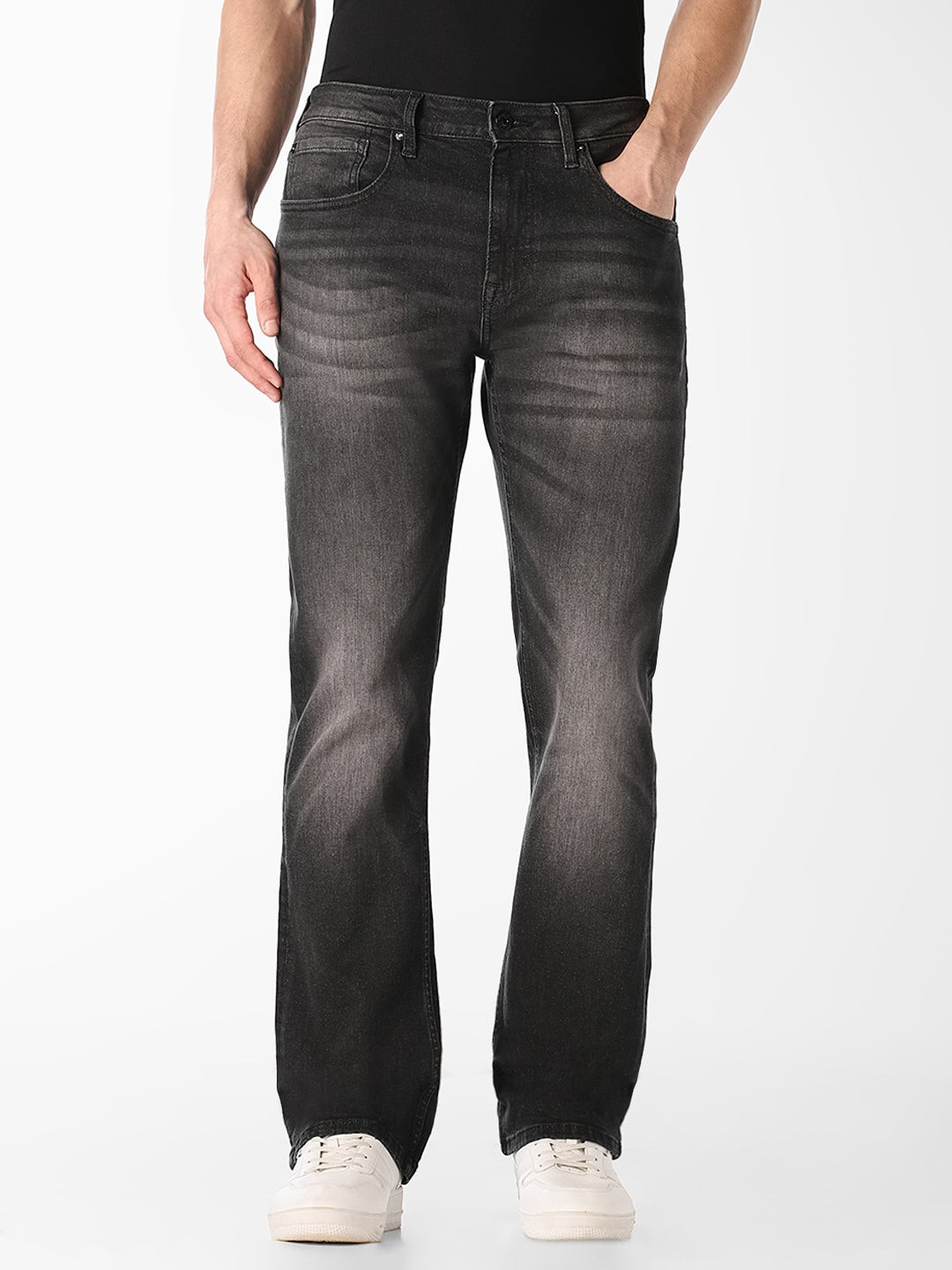 Black Washed Cliff Bootcut Jeans