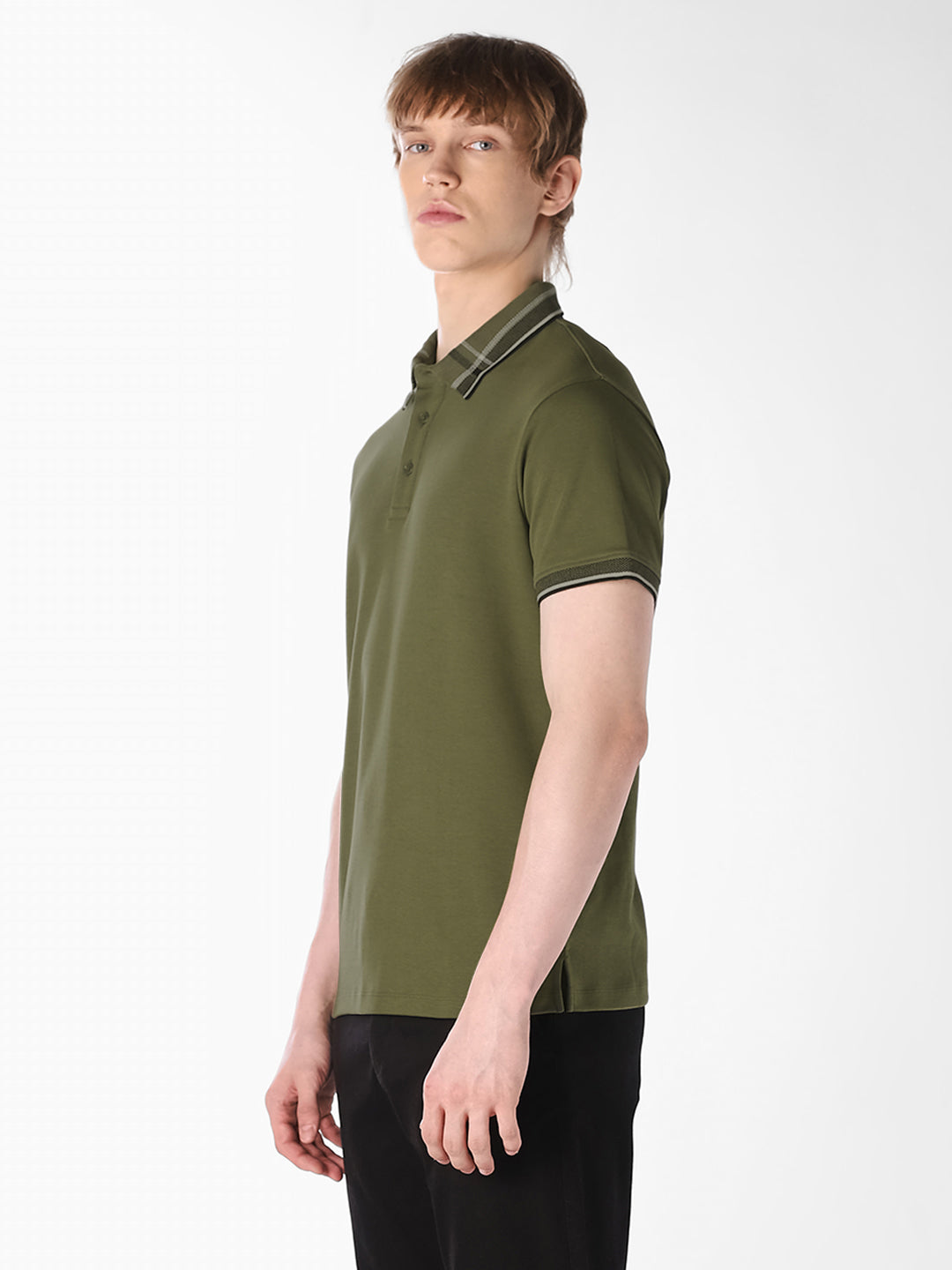 Olive Green Contrast Tipping Polo
