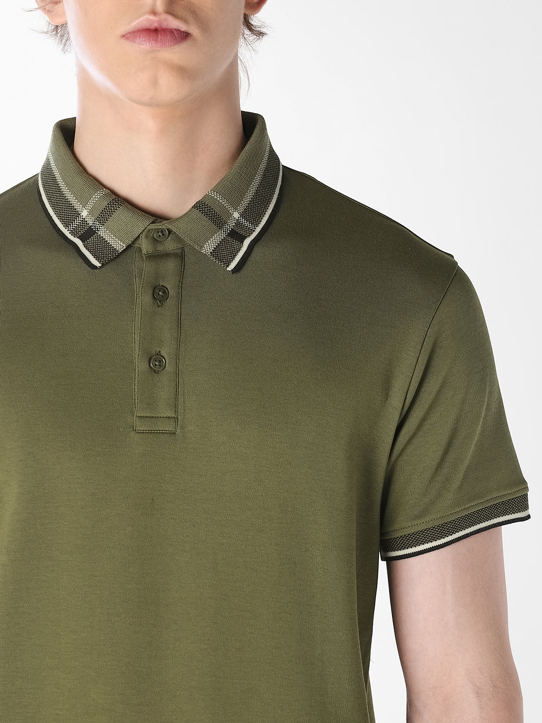 Olive Green Contrast Tipping Polo