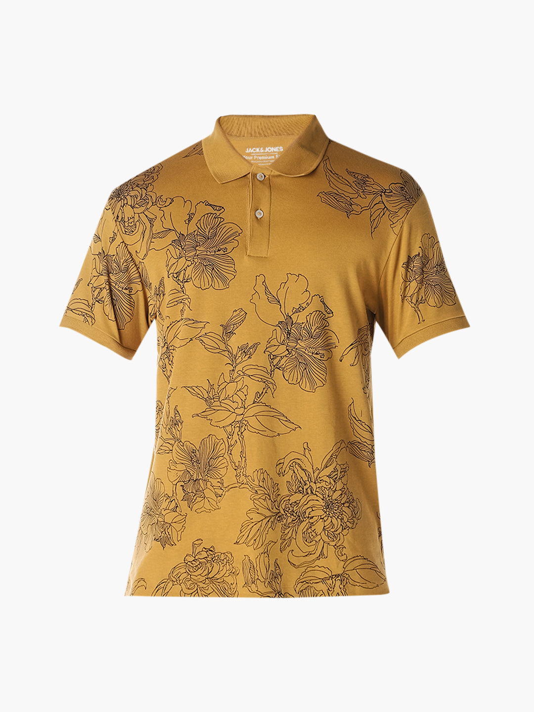 Brown Floral Cotton Polo