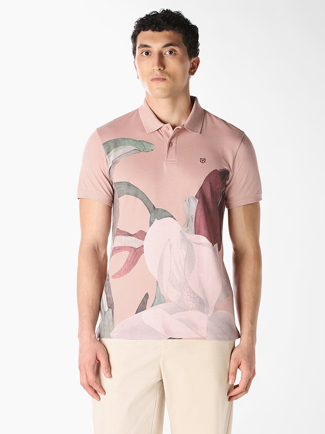 Lilac Printed Cotton Polo