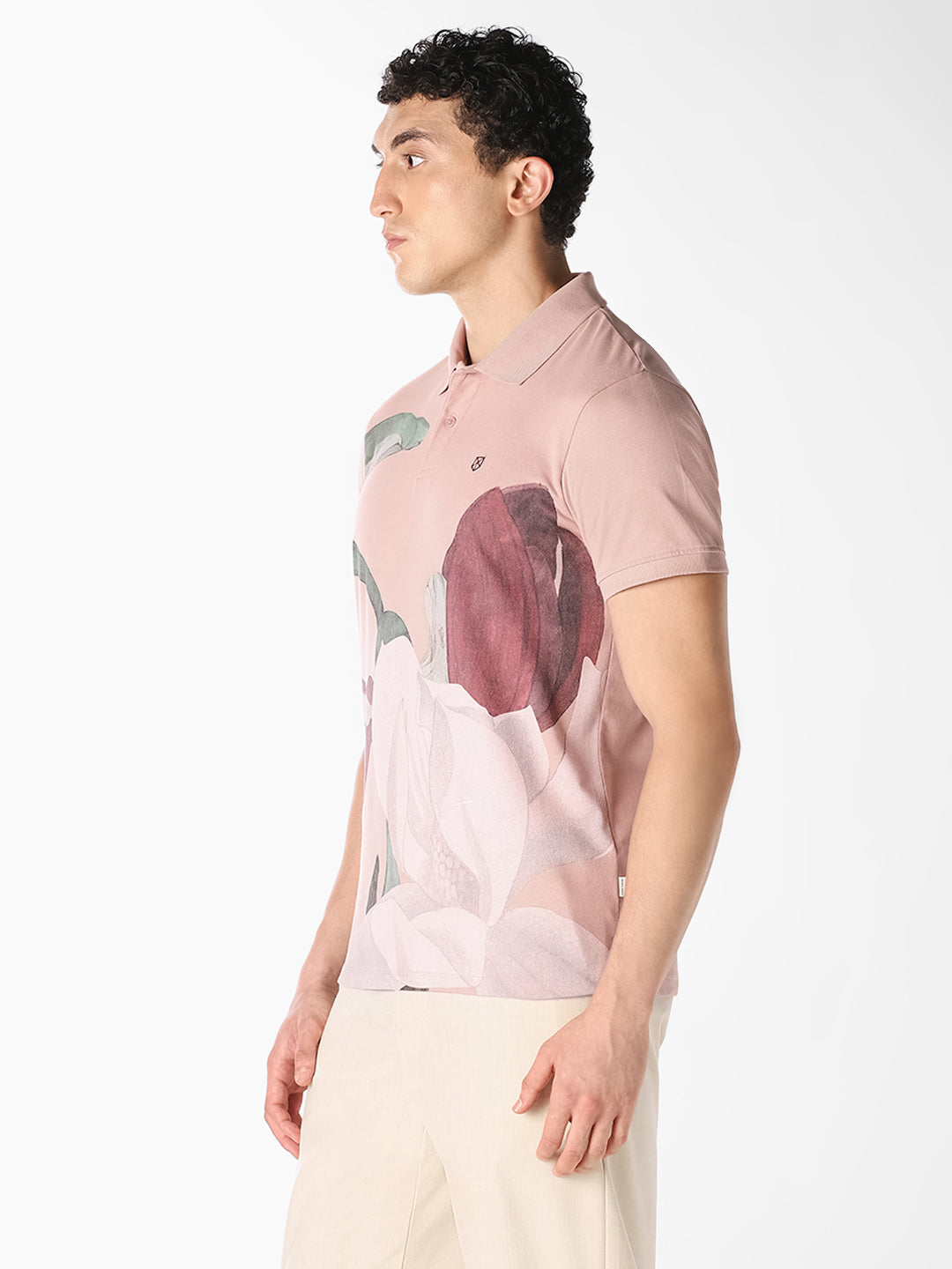 Lilac Printed Cotton Polo
