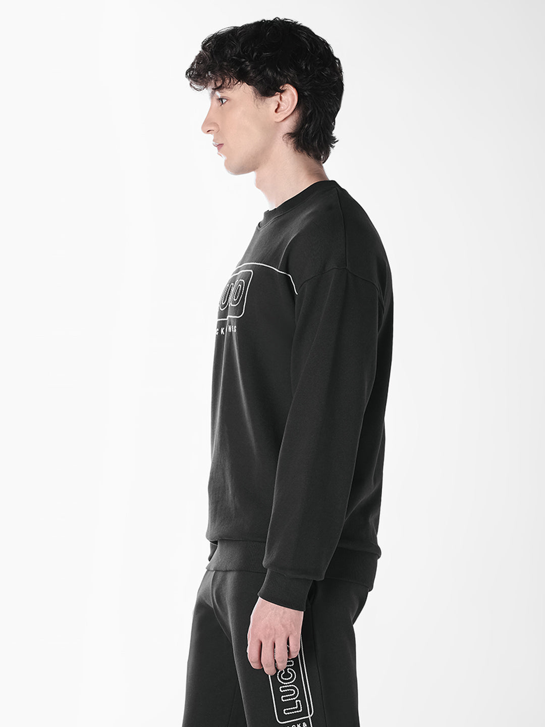 Black Typographic Print Sweatshirt