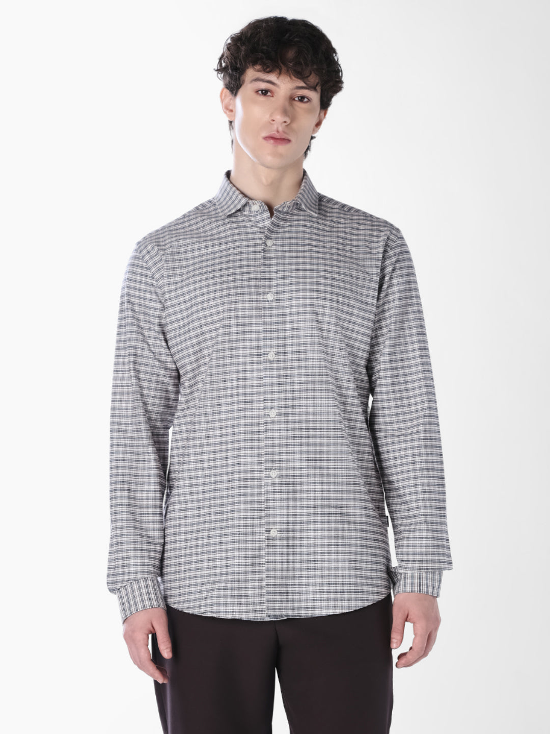 Micro Check Cotton Shirt