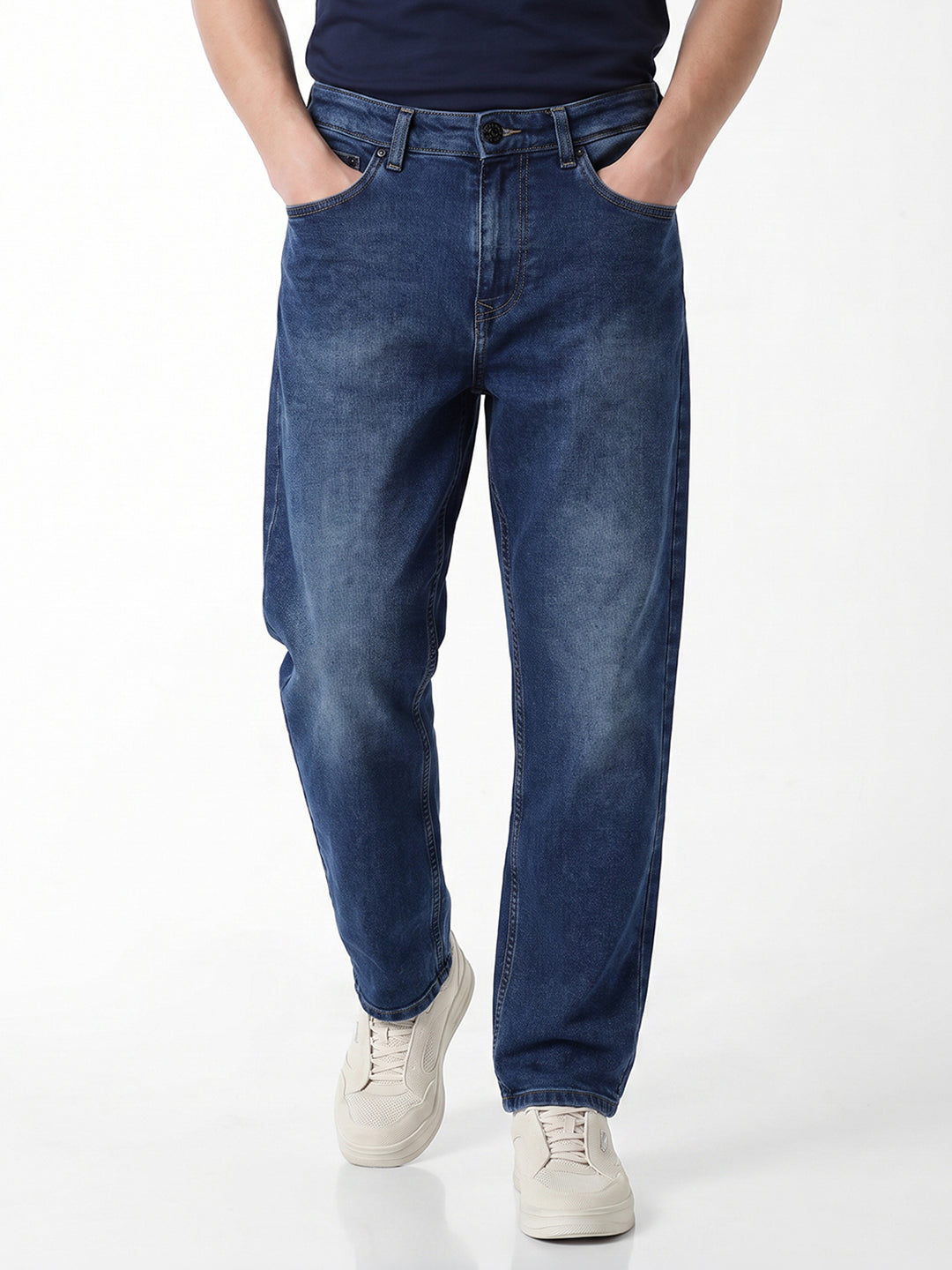 Blue High Rise Loose Fit Jeans