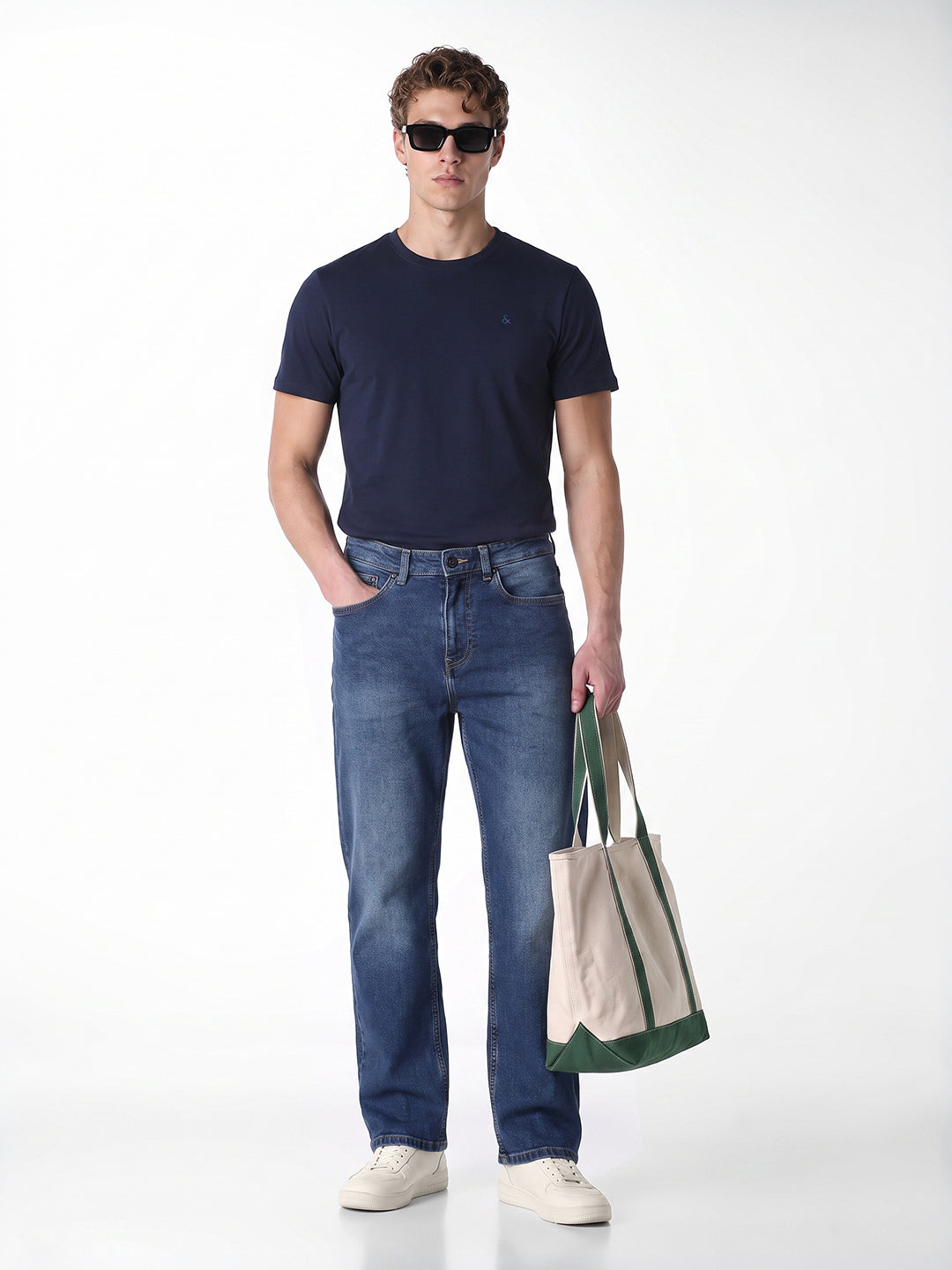 Blue High Rise Loose Fit Jeans