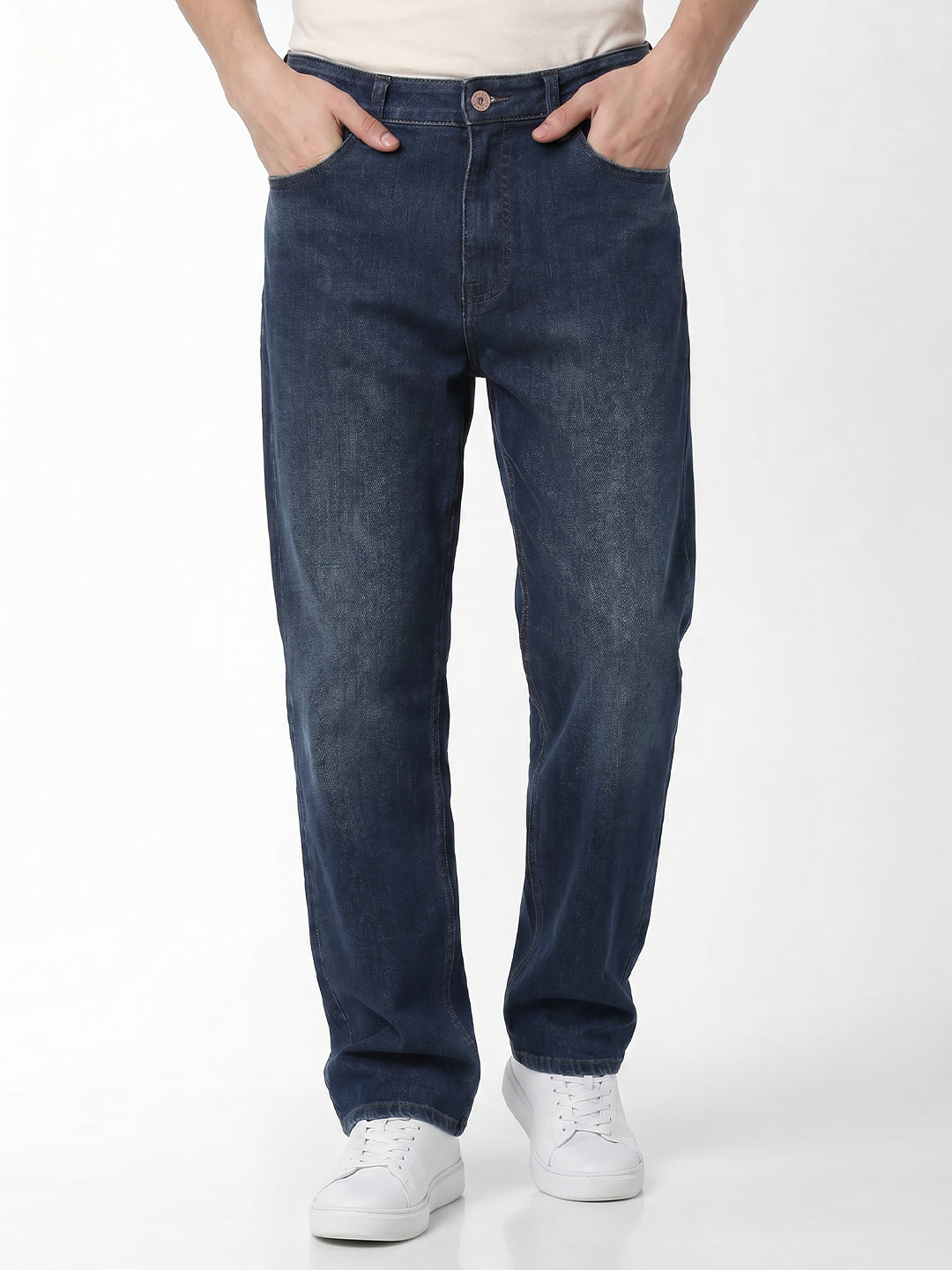 Dark Blue Washed Dario Loose Fit Jeans