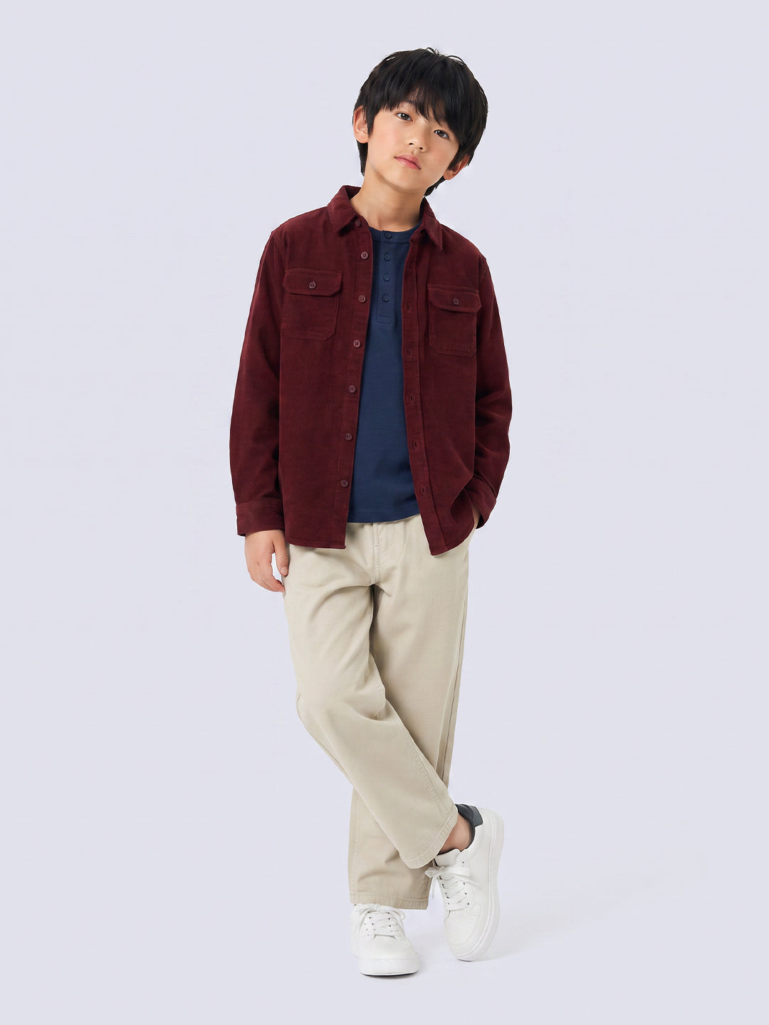 Boys Maroon Corduroy Shirt