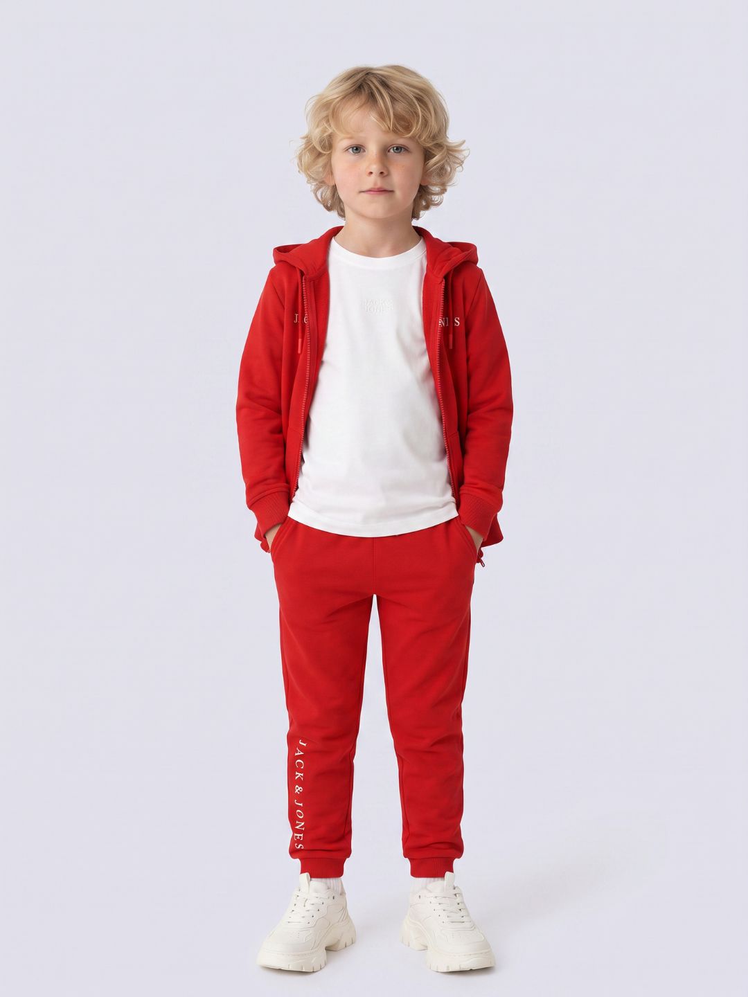 Boys Red Printed Hoodie