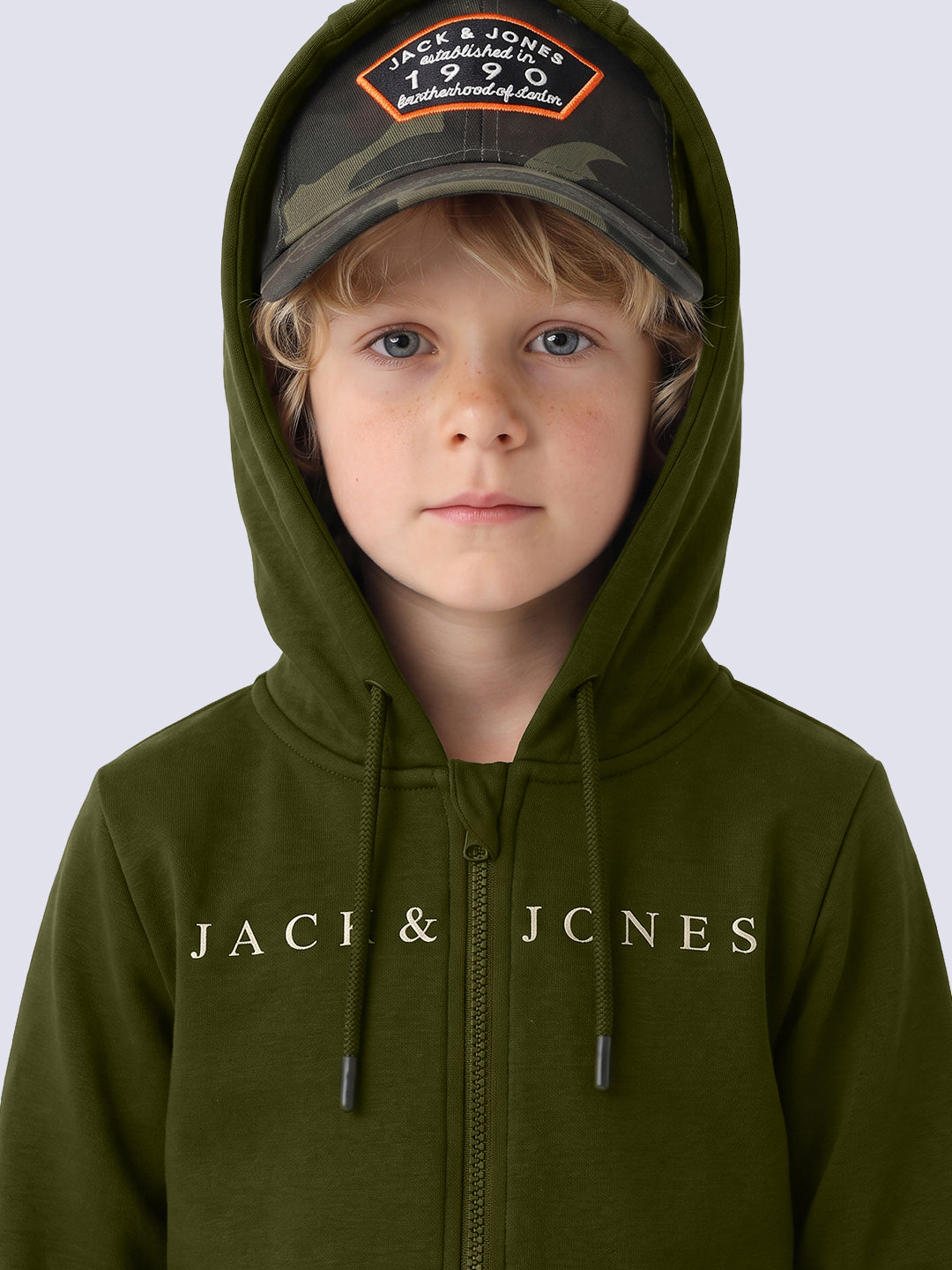 Boys Dark Green Printed Hoodie - 3/4Y
