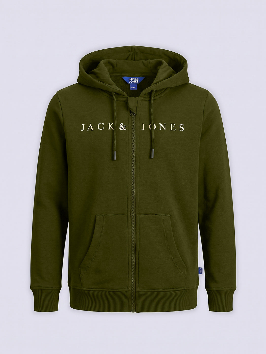 Boys Dark Green Printed Hoodie