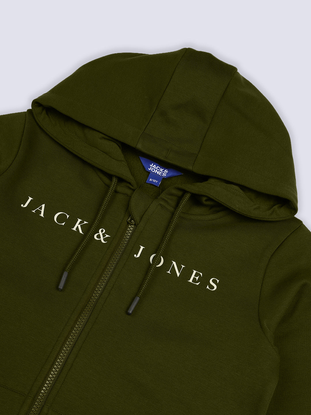 Boys Dark Green Printed Hoodie