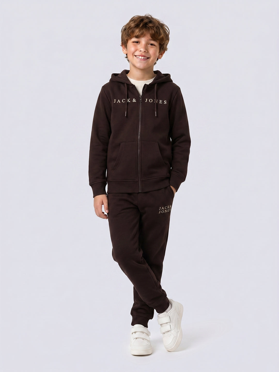 Boys Logo Print Zip-Up Hoodie