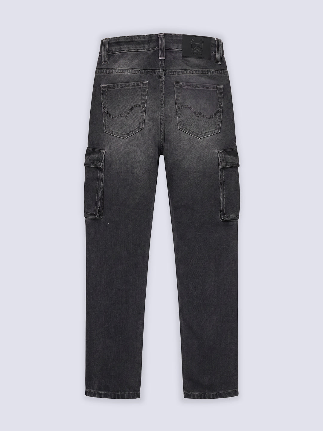 Boys Grey Washed Cargo Jeans