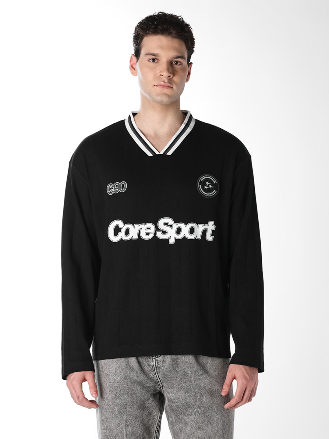 Black Printed Sporty Sweatshirt
