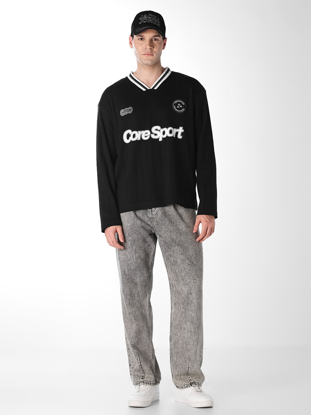 Black Printed Sporty Sweatshirt
