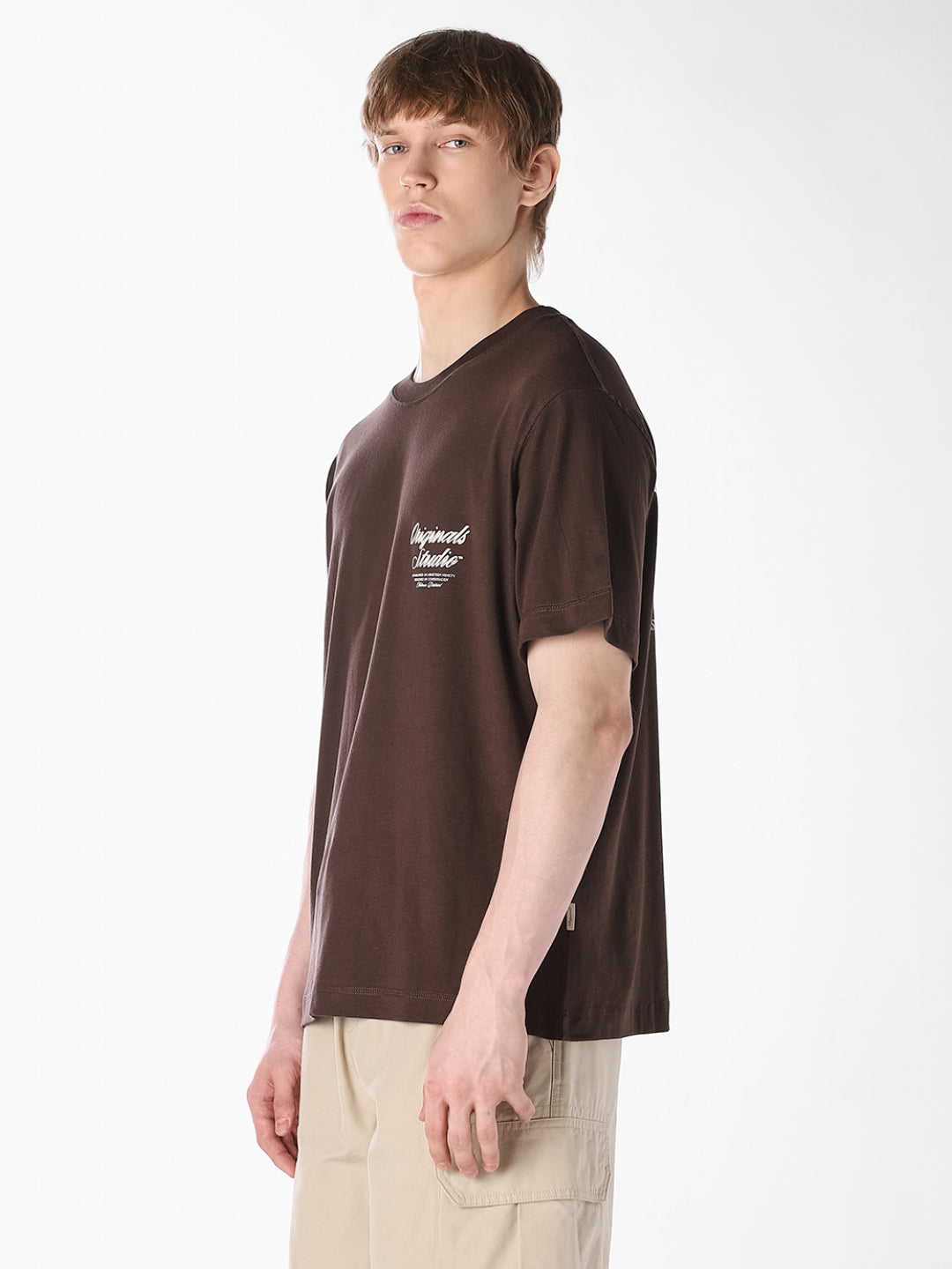 Brown Typographic Crew Neck T-shirt