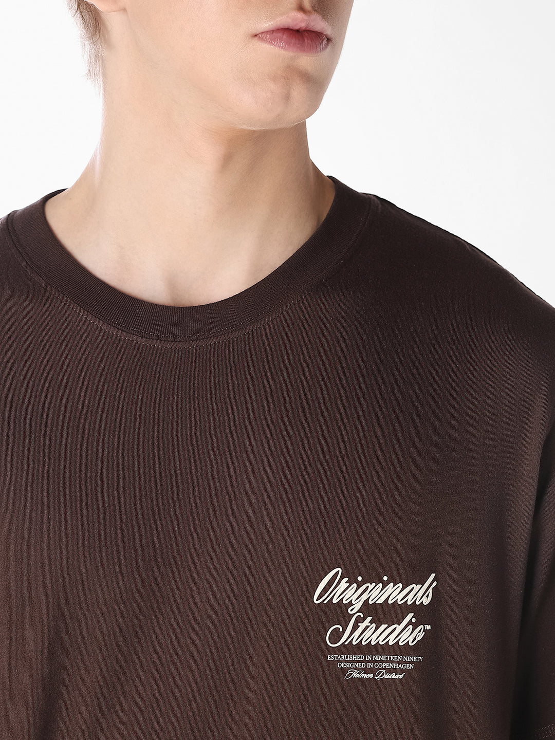 Brown Typographic Crew Neck T-shirt