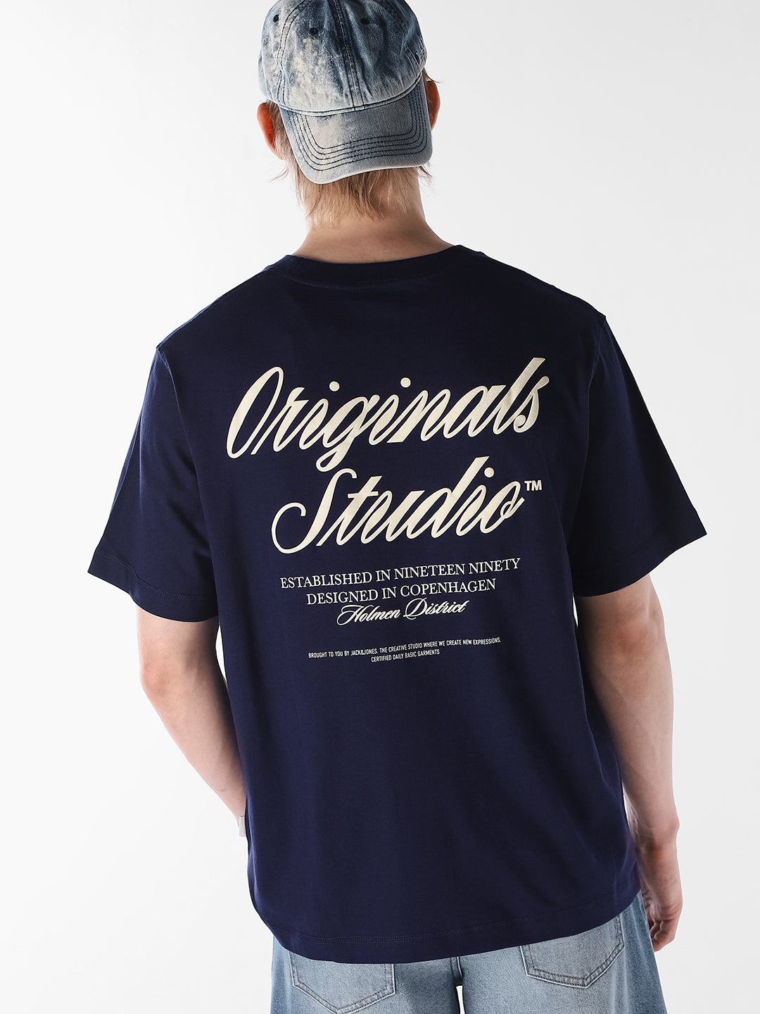 Blue Typographic Crew Neck T-shirt - XS