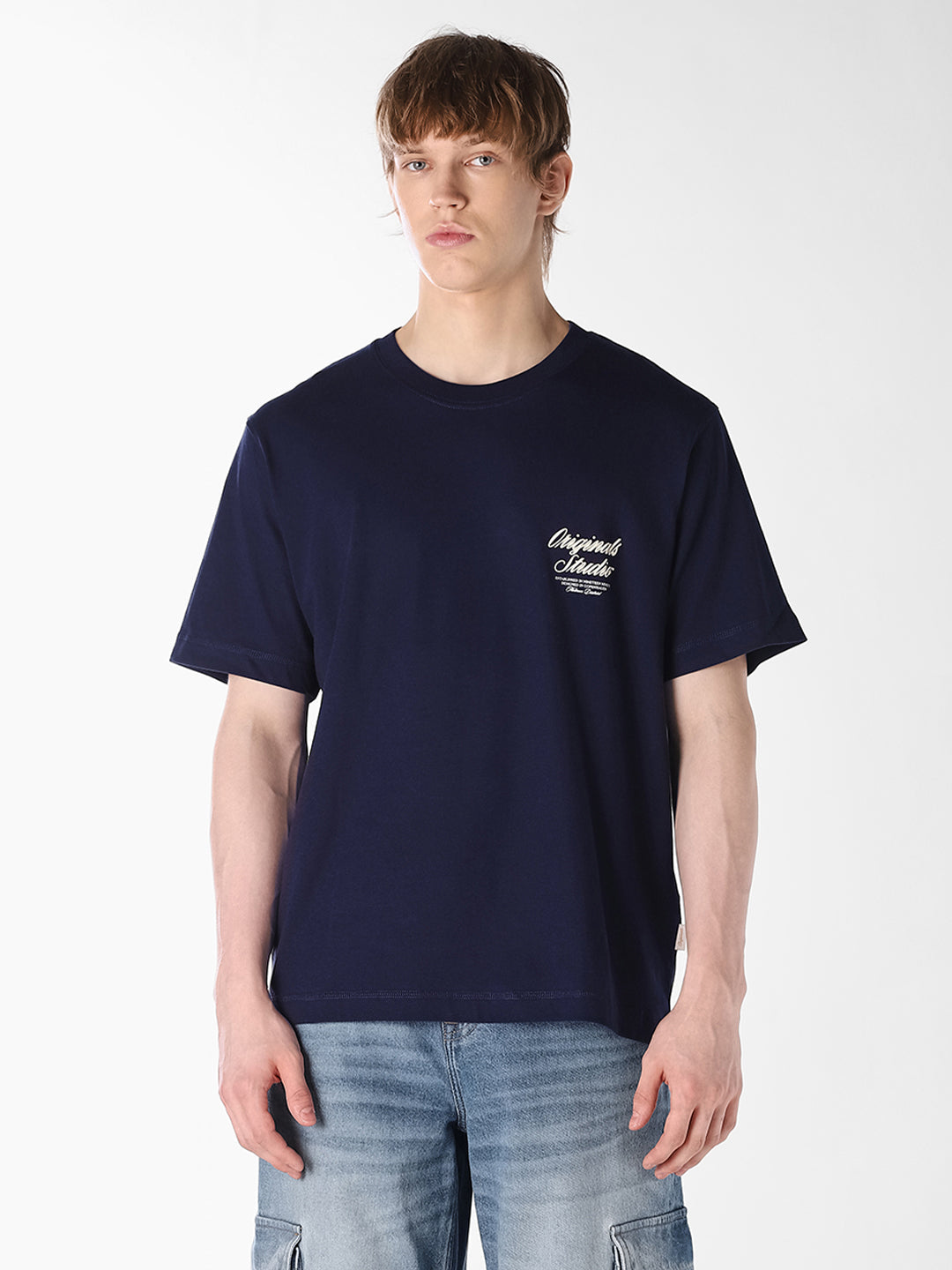 Blue Typographic Crew Neck T-shirt